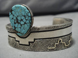 Marvelous Vintage Native American Navajo #8 Turquoise Sterling Silver Bracelet Old-Nativo Arts