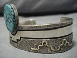 Marvelous Vintage Native American Navajo #8 Turquoise Sterling Silver Bracelet Old-Nativo Arts