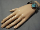 Marvelous Vintage Native American Navajo #8 Turquoise Sterling Silver Bracelet Old-Nativo Arts