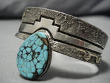Marvelous Vintage Native American Navajo #8 Turquoise Sterling Silver Bracelet Old-Nativo Arts