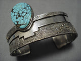 Marvelous Vintage Native American Navajo #8 Turquoise Sterling Silver Bracelet Old-Nativo Arts