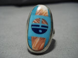 Marvelous Vintage Native American Navajo Frank Yellowhorse Turquoise Sterling Silver Ring-Nativo Arts