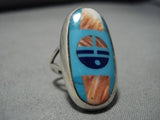 Marvelous Vintage Native American Navajo Frank Yellowhorse Turquoise Sterling Silver Ring-Nativo Arts