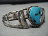 Marvelous Vintage Native American Navajo Triangular Turquoise Sterling Silver Bracelet Old-Nativo Arts
