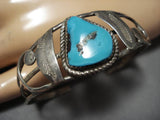 Marvelous Vintage Native American Navajo Triangular Turquoise Sterling Silver Bracelet Old-Nativo Arts