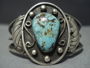 Marvelous Vintage Navajo Green Turquoise Sterling Native American Jewelry Silver Bracelet Old-Nativo Arts
