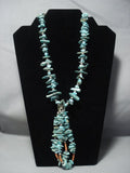 Marvelous Vintage Navajo Native American Jewelry jewelry Turquoise Sterling Silver Necklace-Nativo Arts