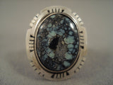 Marvelous Vintage Navajo Spiderweb Turquoise Sterling Native American Jewelry Silver Ring-Nativo Arts