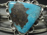 Marvelous Vintage Navajo 'Triangular Bisbee Turquoise' Native American Jewelry Silver Bracelet-Nativo Arts