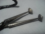 Marvelous Vintage Navajo Turquoise Eagle Hand Carved Sterling Silver Bolo Tie!-Nativo Arts