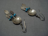 Marvelous Vintage Navajo Turquoise Sterling Silver Native American Earrings Old-Nativo Arts