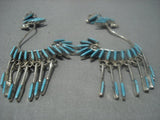 Marvelous Vintage Zuni Turquoise Swan Sterling Silver Earrings-Nativo Arts