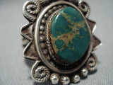 Marvelous Vntage Native American Jewelry Navajo Green Turquoise Sterling Slver Ring-Nativo Arts