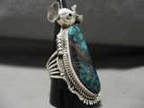 Massive Detail Vintage Navajo Kachina Native American Jewelry Silver Turquoise Ring-Nativo Arts