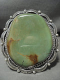 Massive Navajo Royston Turquoise Native American Jewelry Silver Stamped Bracelet-Nativo Arts