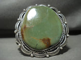 Massive Navajo Royston Turquoise Native American Jewelry Silver Stamped Bracelet-Nativo Arts