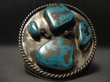 Massive Old Navajo Turquoise Native American Jewelry Silver Bracelet-Nativo Arts