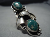 Massive Vintage Native American Jewelry Navajo Cerrillos Turquoise Sterling Silver Leaf Ring Old-Nativo Arts
