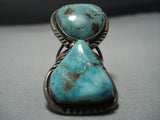 Massive Vintage Native American Jewelry Navajo Yazzie Green Turquoise Sterling Silver Ring Old-Nativo Arts