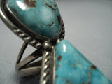 Massive Vintage Native American Jewelry Navajo Yazzie Green Turquoise Sterling Silver Ring Old-Nativo Arts