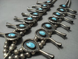 Massive! Vintage Navajo Bisbee Turquoise Sterling Native American Jewelry Silver Squash Blossom Necklace-Nativo Arts
