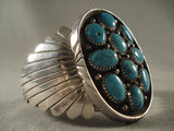 Massive Vintage Navajo Native American Jewelry jewelry silver Shield Turquoise Bracelet For Warriors-Nativo Arts