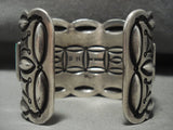 Massive Vintage Navajo 'Squared Green Turquoise' Native American Jewelry Silver Bracelet-Nativo Arts