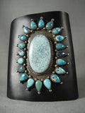 Massive Vintage Navajo 'Turquoise Sun' Native American Jewelry Silver Ketoh Bracelet-Nativo Arts