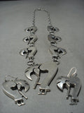 Master Native American Jewelry Silver Work Vintage Navajo 'Thick Kokopelli' Sterling Native American Jewelry Silver Necklace-Nativo Arts