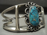 Mesmerizing Vintage Navajo Blue Warrior Turquoise Native American Jewelry Silver Bracelet Old-Nativo Arts