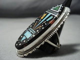 Midnight Space Kachina Colossal Native American Jewelry Navajo Turquoise Sterling Silver Ring-Nativo Arts