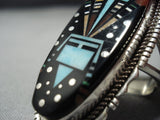 Midnight Space Kachina Colossal Native American Jewelry Navajo Turquoise Sterling Silver Ring-Nativo Arts