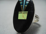 Midnight Space Kachina Native American Jewelry Navajo Turquoise Sterling Silver Coral Gaspeite Ring-Nativo Arts