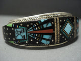 Midnight Space Kachina Turquoise Gaspeite Navajo Sterling Native American Jewelry Silver Bracelet-Nativo Arts