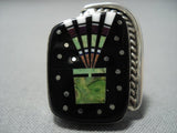 Midnight Space Kachina Turquoise Inlay Sterling Silver Native American Jewelry Navajo Ring-Nativo Arts