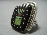 Midnight Space Kachina Turquoise Inlay Sterling Silver Native American Jewelry Navajo Ring-Nativo Arts
