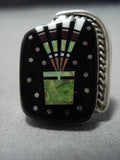 Midnight Space Kachina Turquoise Inlay Sterling Silver Native American Jewelry Navajo Ring-Nativo Arts