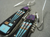 Midnight Space Kachina Turquoise Navajo Native American Jewelry Silver Earrings-Nativo Arts