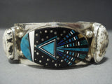Midnight Space Kachina White Buffalo Turquoise Sterling Native American Jewelry Silver Navajo Bracelet-Nativo Arts