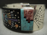 Midnight Space Kachina Wide Navajo Turquoise Native American Jewelry Silver Night Bracelet-Nativo Arts
