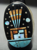 Midnight Space Turquoise Kachina Navajo Native American Jewelry Silver Turquoise Ring-Nativo Arts
