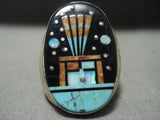 Midnight Space Turquoise Kachina Navajo Native American Jewelry Silver Turquoise Ring-Nativo Arts