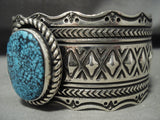 Mind Blowing Modernistic Navajo Spiderweb Turquoise Native American Jewelry Silver Repoussed Bracelet-Nativo Arts