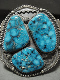 Mind Blowing Vintage Navajo Oscar Alexius Blue Thunder Turquoise Native American Jewelry Silver Bracelet-Nativo Arts