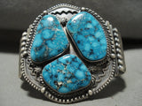 Mind Blowing Vintage Navajo Oscar Alexius Blue Thunder Turquoise Native American Jewelry Silver Bracelet-Nativo Arts