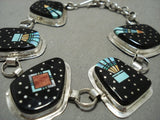 Mind Boggling 'Night Time Space' Turquoise Onux Native American Jewelry Silver Bracelet-Nativo Arts
