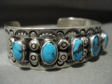 Mind Boggling Vintage Navajo 'Domed Bisbee Turquoise' Native American Jewelry Silver Bracelet Old-Nativo Arts