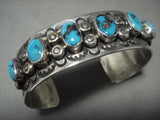 Mind Boggling Vintage Navajo 'Domed Bisbee Turquoise' Native American Jewelry Silver Bracelet Old-Nativo Arts