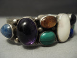 Modernistic Vintage Navajo Turquoise Amethyst Sterling Native American Jewelry Silver Bracelet-Nativo Arts
