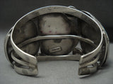 Monumental Vintage Navajo Blue Diamond Turquoise Native American Jewelry Silver Bracelet Old-Nativo Arts